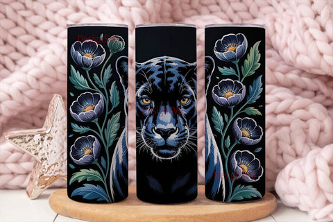 Black Panther Floral 20oz Tumbler Wrap Sublimation DesignSVG 