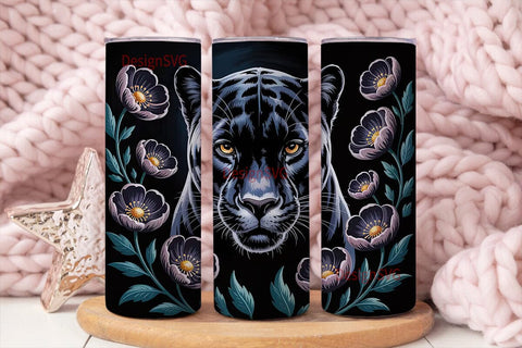 Black Panther Floral 20oz Tumbler Wrap Sublimation DesignSVG 