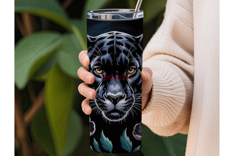 Black Panther Floral 20oz Tumbler Wrap Sublimation DesignSVG 