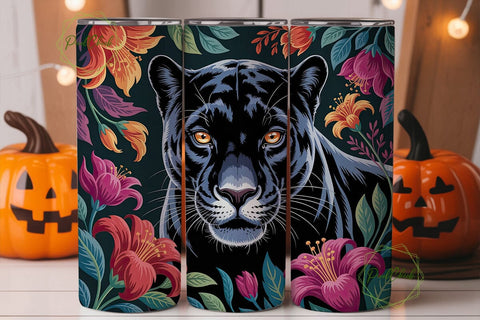 Black Panther Floral 20oz Tumbler Wrap Sublimation PixelChick 