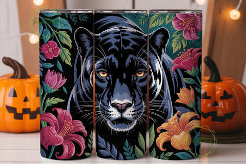 Black Panther Floral 20oz Tumbler Wrap Sublimation PixelChick 