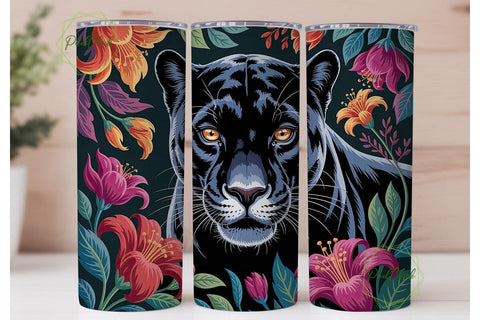 Black Panther Floral 20oz Tumbler Wrap Sublimation PixelChick 