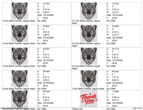 Black Panther Head Embroidery Design – Realistic Black Leopard Face Wildlife Big Cat Machine Embroidery File Embroidery/Applique DESIGNS PatternFeed8 