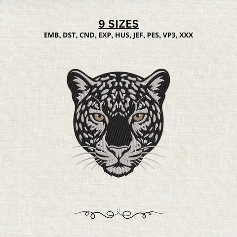 Black Panther Head Embroidery Design – Realistic Black Leopard Face Wildlife Big Cat Machine Embroidery File Embroidery/Applique DESIGNS PatternFeed8 