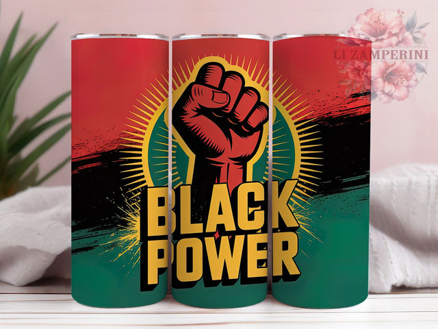 Black Power Fist Tumbler, Pan-African Flag Wrap, Cultural Heritage Cup, 20oz Sublimation Wrap, Afrocentric Pride Tumbler, Liberation Empowerment Cup, Strong Black Identity Wrap Sublimation Li Zamperini 