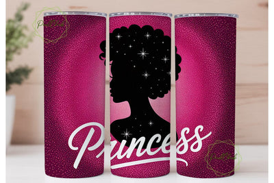 Black Princess Glitter 20oz Tumbler Wrap Sublimation PixelChick 