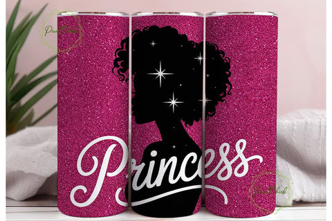 Black Princess Glitter 20oz Tumbler Wrap Sublimation PixelChick 