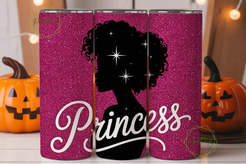Black Princess Glitter 20oz Tumbler Wrap Sublimation PixelChick 