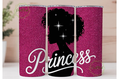Black Princess Glitter 20oz Tumbler Wrap Sublimation PixelChick 