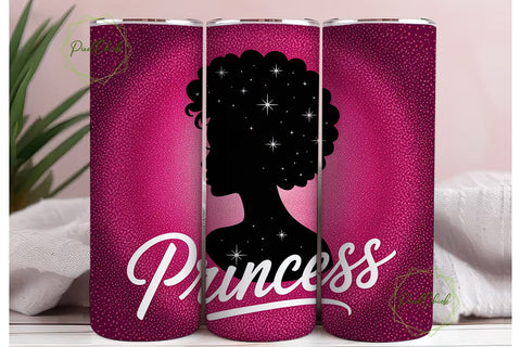 Black Princess Glitter 20oz Tumbler Wrap Sublimation PixelChick 