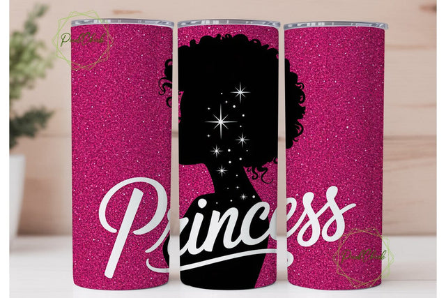 Black Princess Glitter 20oz Tumbler Wrap Sublimation PixelChick 