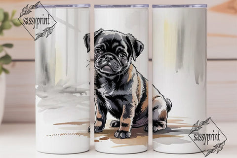 Black Pug Puppy 20oz Tumbler Wrap Sublimation sassyprint 