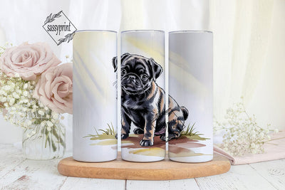 Black Pug Puppy 20oz Tumbler Wrap Sublimation sassyprint 