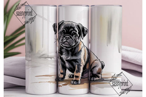Black Pug Puppy 20oz Tumbler Wrap Sublimation sassyprint 