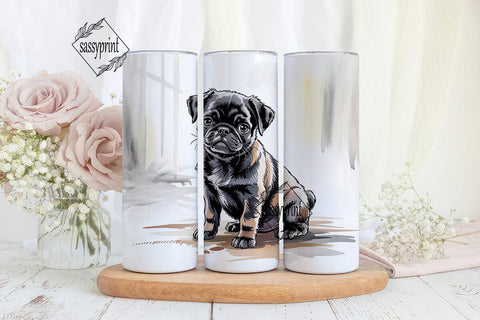 Black Pug Puppy 20oz Tumbler Wrap Sublimation sassyprint 