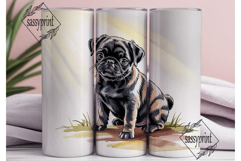 Black Pug Puppy 20oz Tumbler Wrap Sublimation sassyprint 