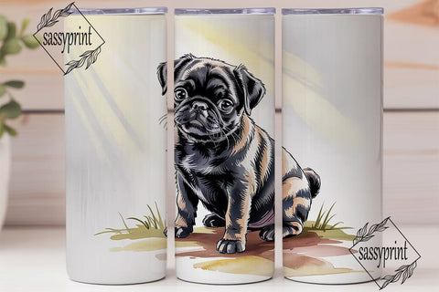 Black Pug Puppy 20oz Tumbler Wrap Sublimation sassyprint 