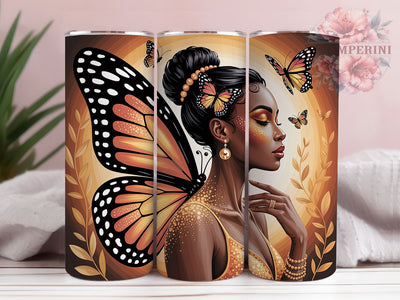 Black Queen Afro Butterfly Tumbler Wrap, Afro Woman, Butterfly Theme, Empowerment Style, Melanin Pride, Bold Wrap, Sublimation Design Sublimation Li Zamperini 