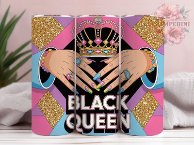 Black Queen Afrocentric Empowerment Tumbler Wrap, Afrocentric Theme, Melanin Pride, Empowerment Style, Bold Wrap, Cultural Design, Sublimation Design Sublimation Li Zamperini 
