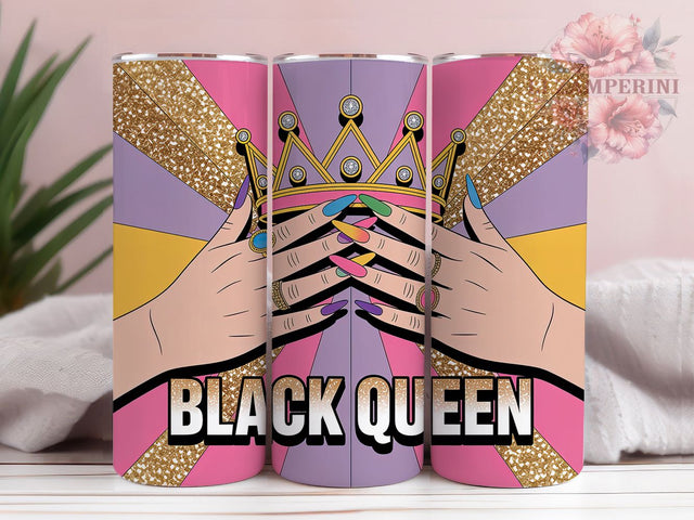 Black Queen Afrocentric Empowerment Tumbler Wrap, Afrocentric Theme, Melanin Pride, Empowerment Style, Bold Wrap, Cultural Design, Sublimation Design Sublimation Li Zamperini 