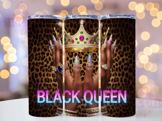 Black Queen Afrocentric Tumbler, Black Girl Magic, Afrocentric Art, Tumbler Wrap, Sublimation Design, 20oz Tumbler, Cultural Artwork Sublimation SvggirlplusArt 