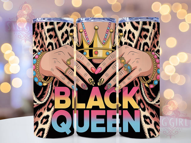 Black Queen Afrocentric Tumbler, Black Girl Magic, Afrocentric Art, Tumbler Wrap, Sublimation Design, 20oz Tumbler, Cultural Artwork Sublimation SvggirlplusArt 