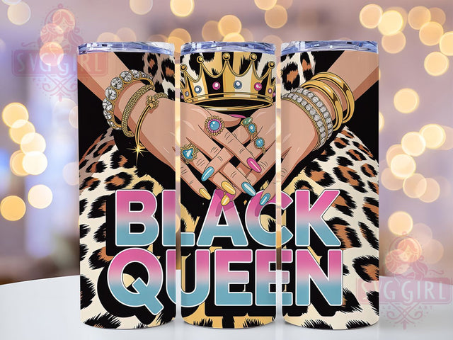 Black Queen Afrocentric Tumbler, Black Girl Magic, Afrocentric Art, Tumbler Wrap, Sublimation Design, 20oz Tumbler, Cultural Artwork Sublimation SvggirlplusArt 