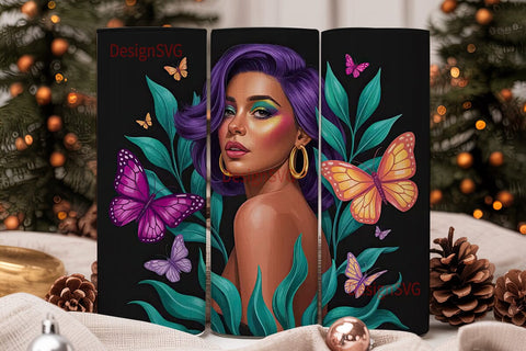 Black Queen Butterfly 20oz Tumbler Wrap Sublimation DesignSVG 