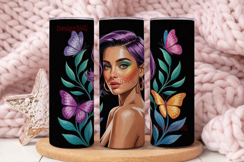 Black Queen Butterfly 20oz Tumbler Wrap Sublimation DesignSVG 