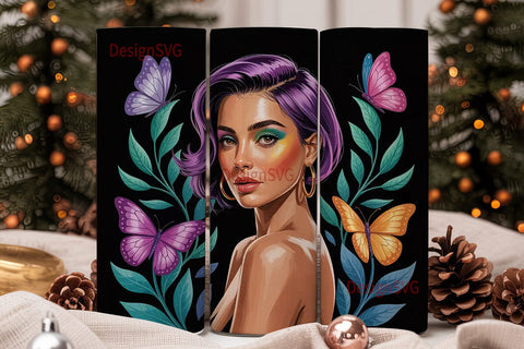 Black Queen Butterfly 20oz Tumbler Wrap Sublimation DesignSVG 