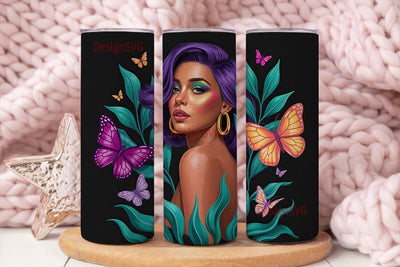Black Queen Butterfly 20oz Tumbler Wrap Sublimation DesignSVG 