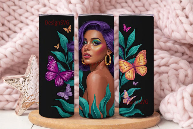 Black Queen Butterfly 20oz Tumbler Wrap Sublimation DesignSVG 