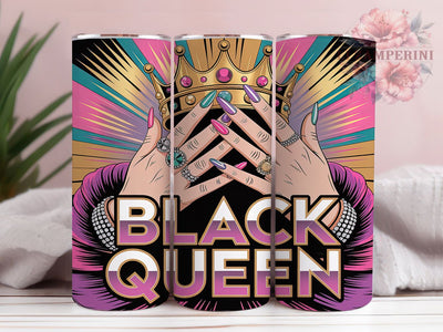 Black Queen Empowering Tumbler, Afrocentric Sublimation Design, Empowering Queen Art, 20oz Queen Tumbler, Whimsical Afro Mug, Stylish Queen Cup, Bold Black Queen Wrap Sublimation Li Zamperini 