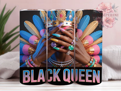 Black Queen Empowering Tumbler, Afrocentric Sublimation Design, Empowering Queen Art, 20oz Queen Tumbler, Whimsical Afro Mug, Stylish Queen Cup, Bold Black Queen Wrap Sublimation Li Zamperini 