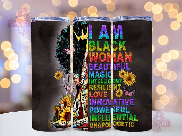 Black Queen I Am Black Woman 20oz Tumbler Wrap Sublimation Design, Straight Tapered Tumbler Wrap, Black Woman Tumbler Png, Instant Digital Download Sublimation SvggirlplusArt 