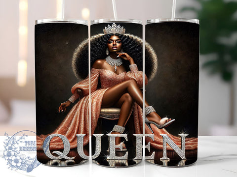 Black Queen Inspirational Affirmation Tumbler, 20oz Sublimation Wrap, Affirmation Cup, Empowering Gifts for Women, African American Inspirational Tumbler, Motivational Drinkware Sublimation ToriDesigns 
