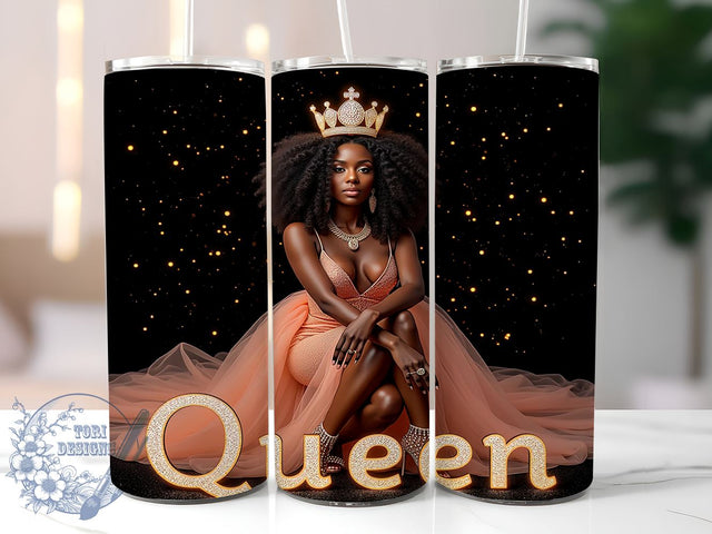 Black Queen Inspirational Affirmation Tumbler, 20oz Sublimation Wrap, Affirmation Cup, Empowering Gifts for Women, African American Inspirational Tumbler, Motivational Drinkware Sublimation ToriDesigns 