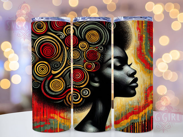 Black Queen Melanin Pride BHM Tumbler Wrap, Black History Month Design, 20oz Black Woman Tumbler, Melanin Queen Sublimation, African American Pride Wrap, BHM Tumbler Design Sublimation SvggirlplusArt 