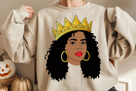 Black Queen SVG: Woman with Crown, Afro Silhouette, Black Girl SVG, Black Woman SVG, Black History Month SVG SVG DesignDestine 