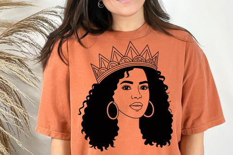 Black Queen SVG: Woman with Crown, Afro Silhouette, Black Girl SVG, Black Woman SVG, Black History Month SVG SVG DesignDestine 