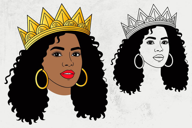 Black Queen SVG: Woman with Crown, Afro Silhouette, Black Girl SVG, Black Woman SVG, Black History Month SVG SVG DesignDestine 