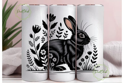 Black Rabbit Floral 20oz Tumbler Wrap Sublimation PixelChick 
