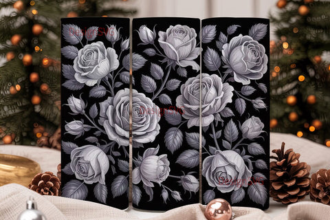 Black Rose 20oz Tumbler Wrap Sublimation DesignSVG 