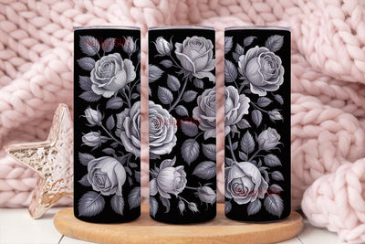 Black Rose 20oz Tumbler Wrap Sublimation DesignSVG 