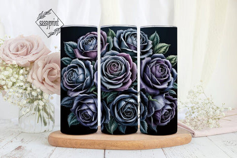 Black Rose 20oz Tumbler Wrap Sublimation sassyprint 