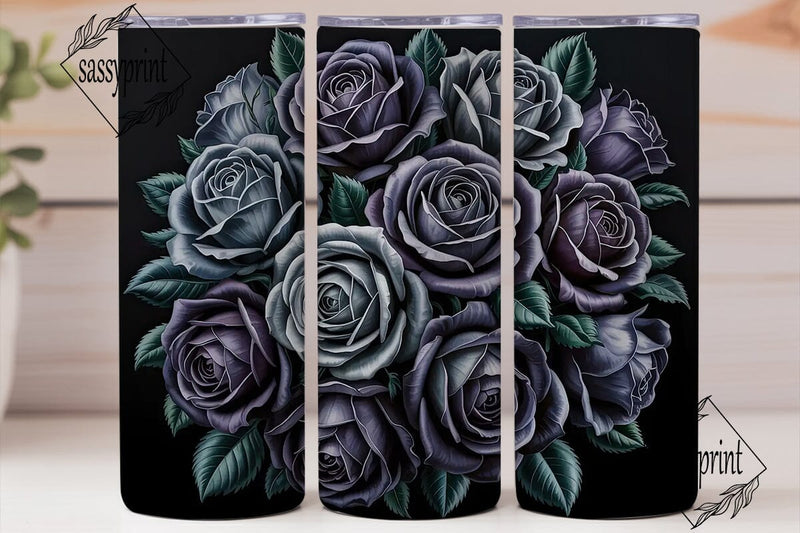 Black Rose 20oz Tumbler Wrap Sublimation sassyprint 