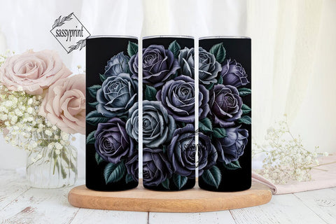 Black Rose 20oz Tumbler Wrap Sublimation sassyprint 