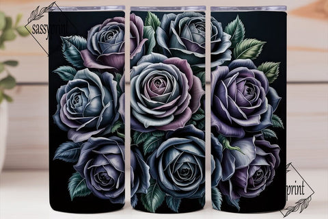 Black Rose 20oz Tumbler Wrap Sublimation sassyprint 