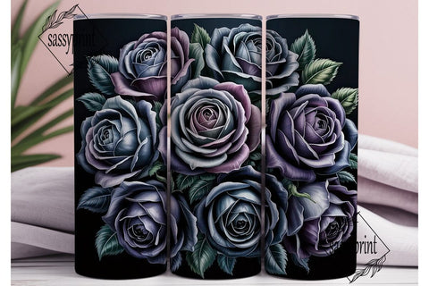 Black Rose 20oz Tumbler Wrap Sublimation sassyprint 