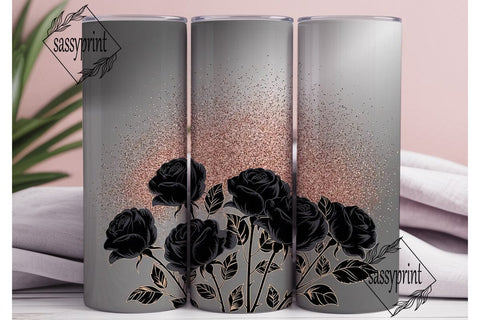 Black Rose Gold Glitter 20oz Tumbler Sublimation sassyprint 